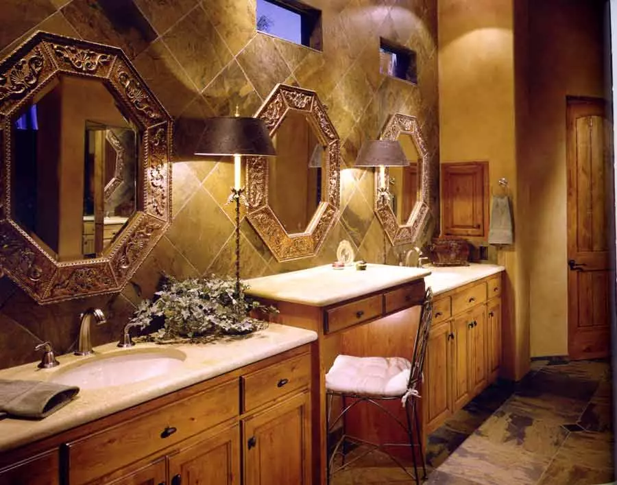 Built-in Sinks di kamar mandi (65 foto): Pilihan cut-in atas dan bawah cangkang di worktop, tinggi 21429_46
