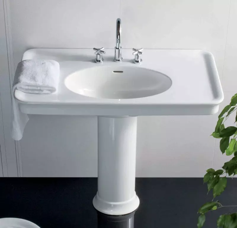 水槽“鬱金香”在浴室裡（62張照片）：用基座洗滌的特點，腿上的殼體尺寸 21433_15