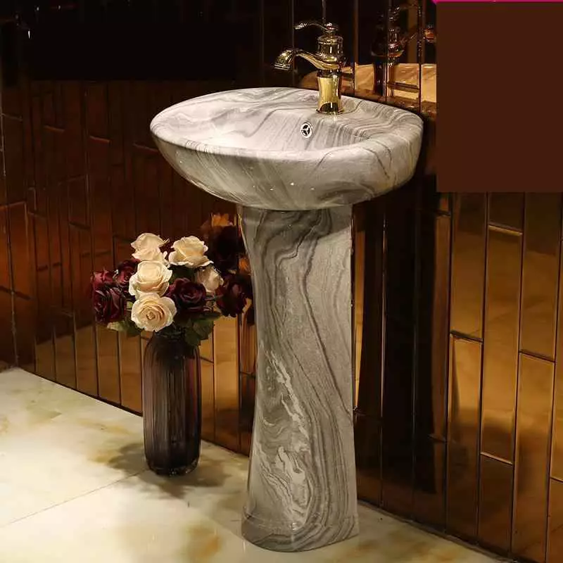 水槽“鬱金香”在浴室裡（62張照片）：用基座洗滌的特點，腿上的殼體尺寸 21433_19