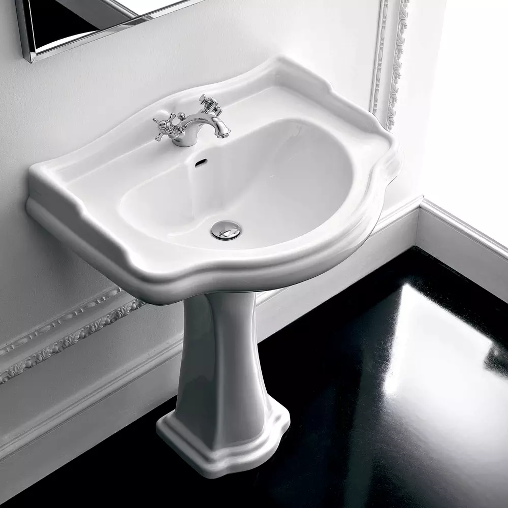 水槽“鬱金香”在浴室裡（62張照片）：用基座洗滌的特點，腿上的殼體尺寸 21433_2
