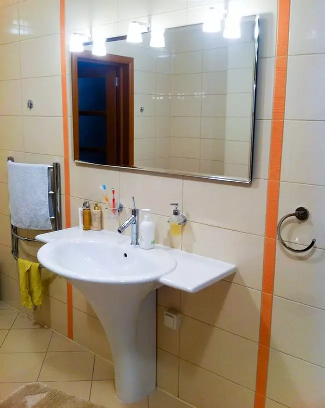 水槽“鬱金香”在浴室裡（62張照片）：用基座洗滌的特點，腿上的殼體尺寸 21433_20