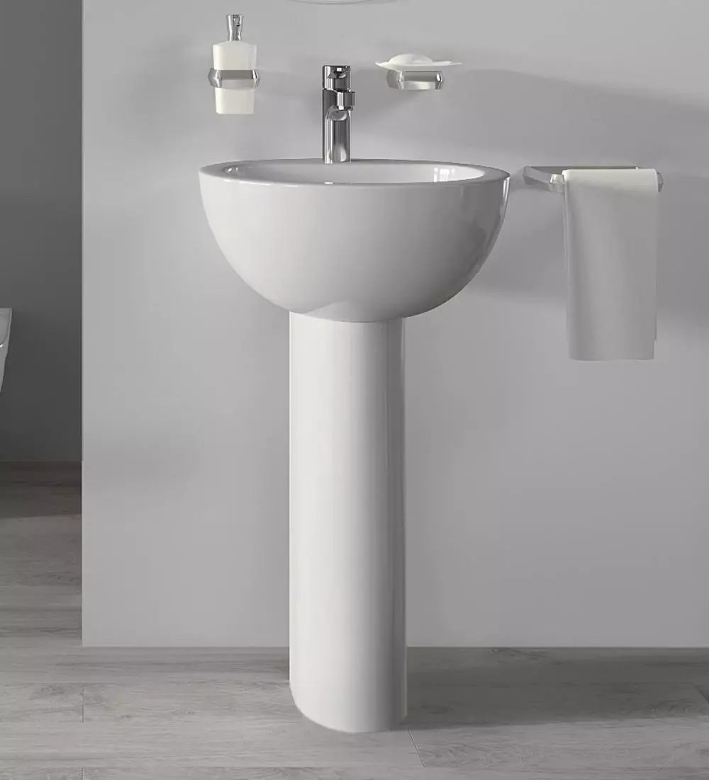 水槽“鬱金香”在浴室裡（62張照片）：用基座洗滌的特點，腿上的殼體尺寸 21433_41
