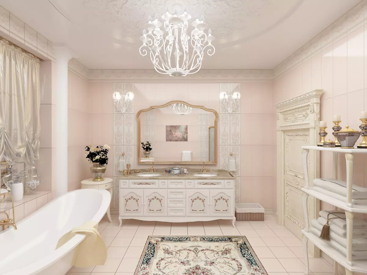 Потолок в ванной в классическом стиле