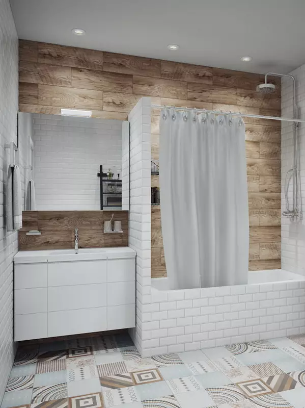 Badezimmer im skandinavischen Stil (66 Fotos): Innenarchitektur von einem kleinen Raum 3 und 4 Quadratmetern. M, die Ideen des Designs eines weißen Badezimmers, der Wahl des Zubehörs 21439_24