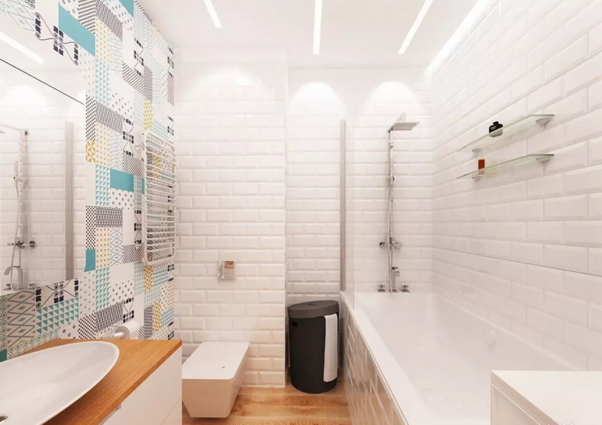 Badezimmer im skandinavischen Stil (66 Fotos): Innenarchitektur von einem kleinen Raum 3 und 4 Quadratmetern. M, die Ideen des Designs eines weißen Badezimmers, der Wahl des Zubehörs 21439_5