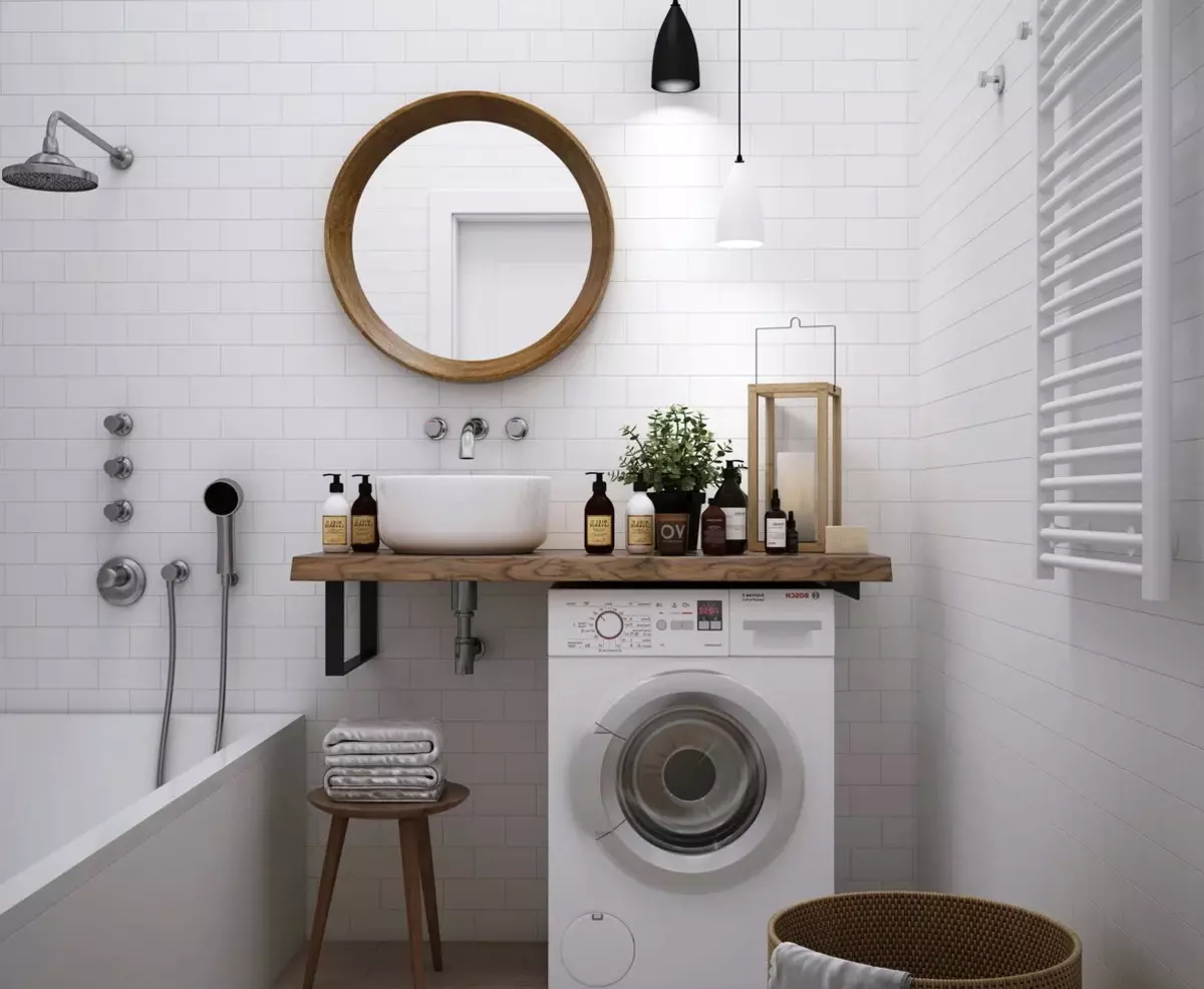 Badezimmer im skandinavischen Stil (66 Fotos): Innenarchitektur von einem kleinen Raum 3 und 4 Quadratmetern. M, die Ideen des Designs eines weißen Badezimmers, der Wahl des Zubehörs 21439_6