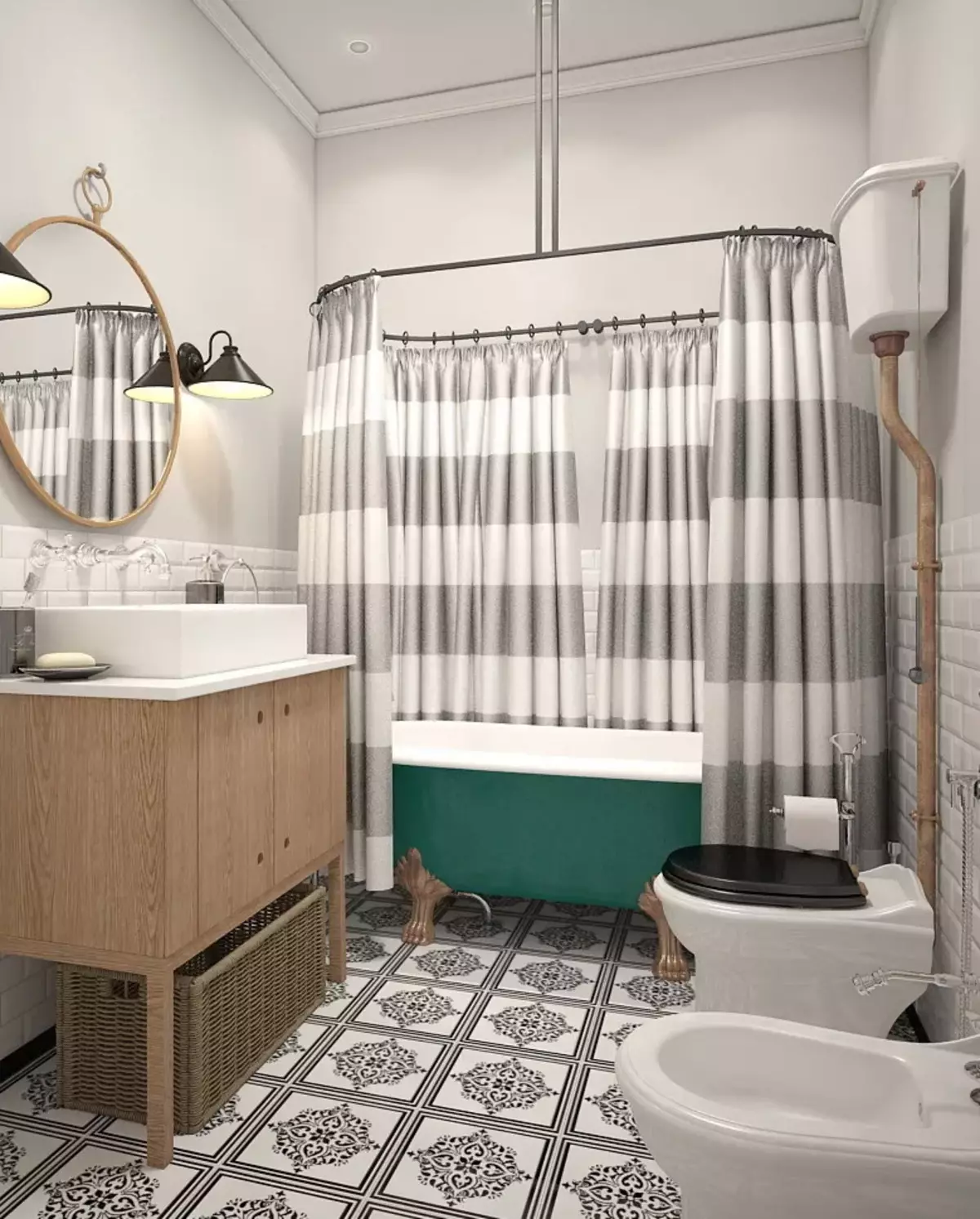 Badezimmer im skandinavischen Stil (66 Fotos): Innenarchitektur von einem kleinen Raum 3 und 4 Quadratmetern. M, die Ideen des Designs eines weißen Badezimmers, der Wahl des Zubehörs 21439_66