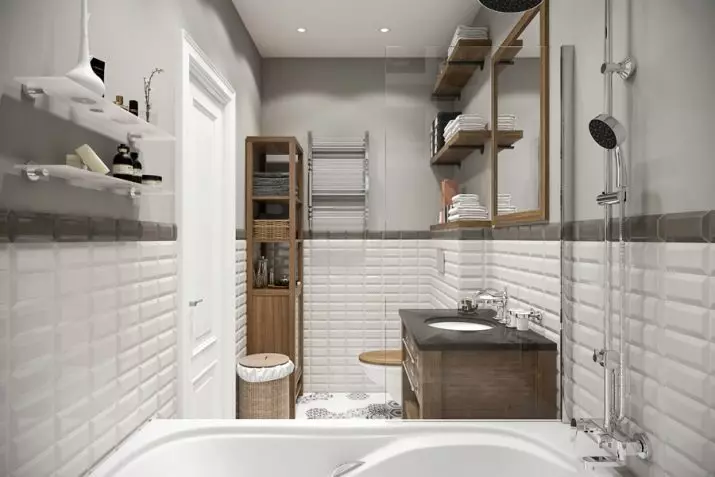 Badezimmer im skandinavischen Stil (66 Fotos): Innenarchitektur von einem kleinen Raum 3 und 4 Quadratmetern. M, die Ideen des Designs eines weißen Badezimmers, der Wahl des Zubehörs 21439_7