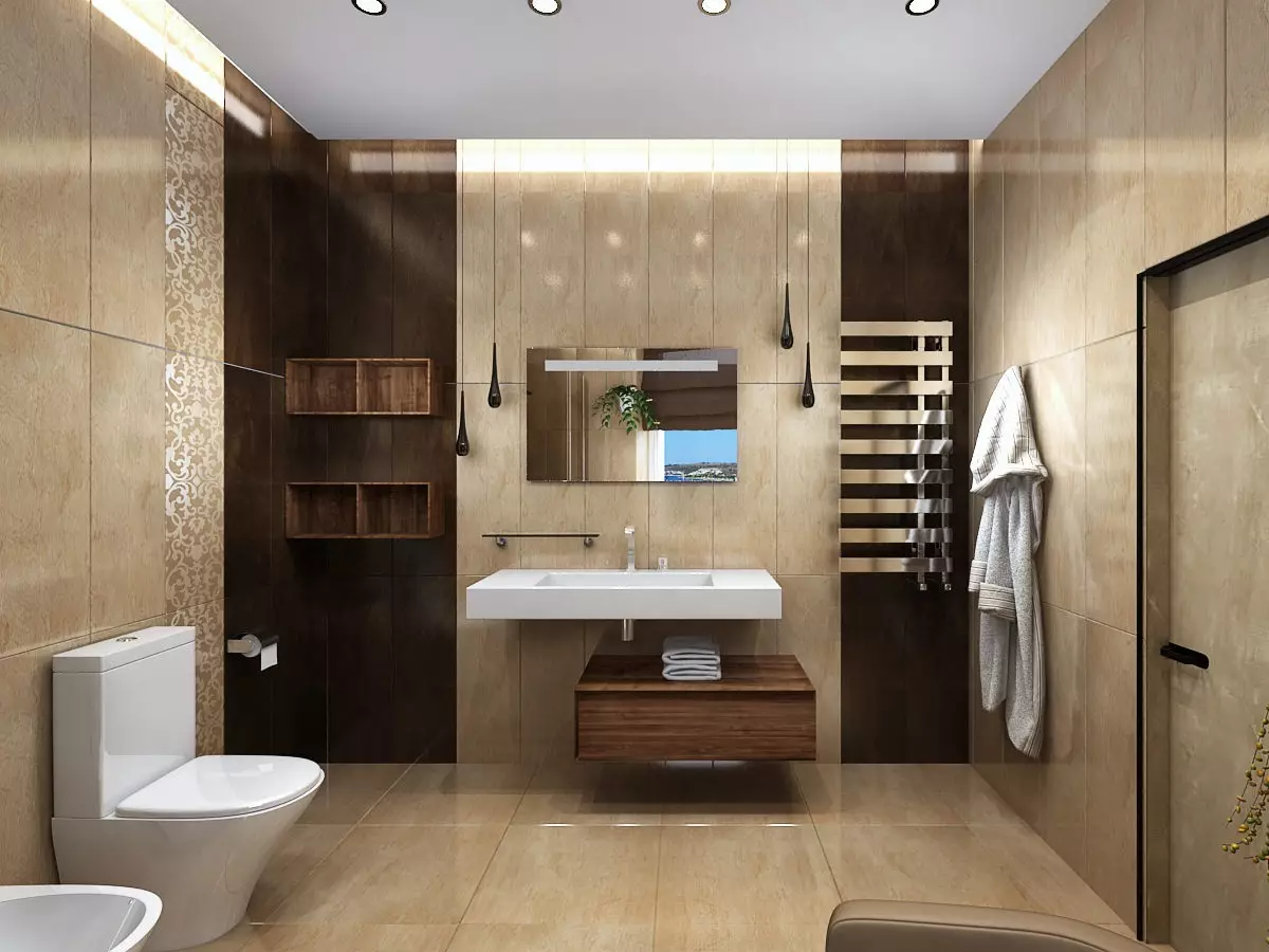 Купатило у поткровљу (65 фотографија): Мали квадратни купатило Дизајн ентеријера, Избор намештаја за бетонско купатило 21440_18