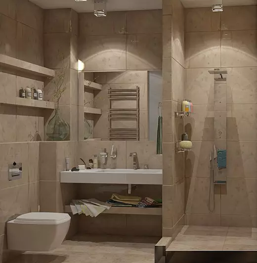 लॉफ्ट बाथरूम (65 फोटो): लिटिल स्क्वायर बाथरूम इंटीरियर डिजाइन, कंक्रीट बाथरूम के लिए फर्नीचर विकल्प 21440_20
