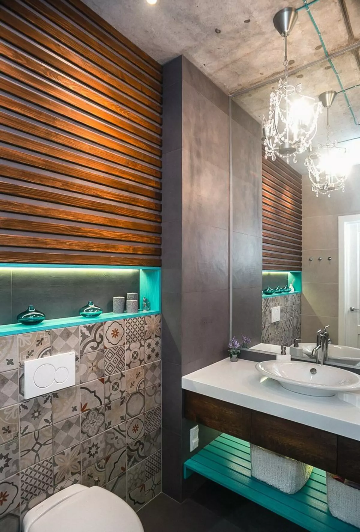 लॉफ्ट बाथरूम (65 फोटो): लिटिल स्क्वायर बाथरूम इंटीरियर डिजाइन, कंक्रीट बाथरूम के लिए फर्नीचर विकल्प 21440_3
