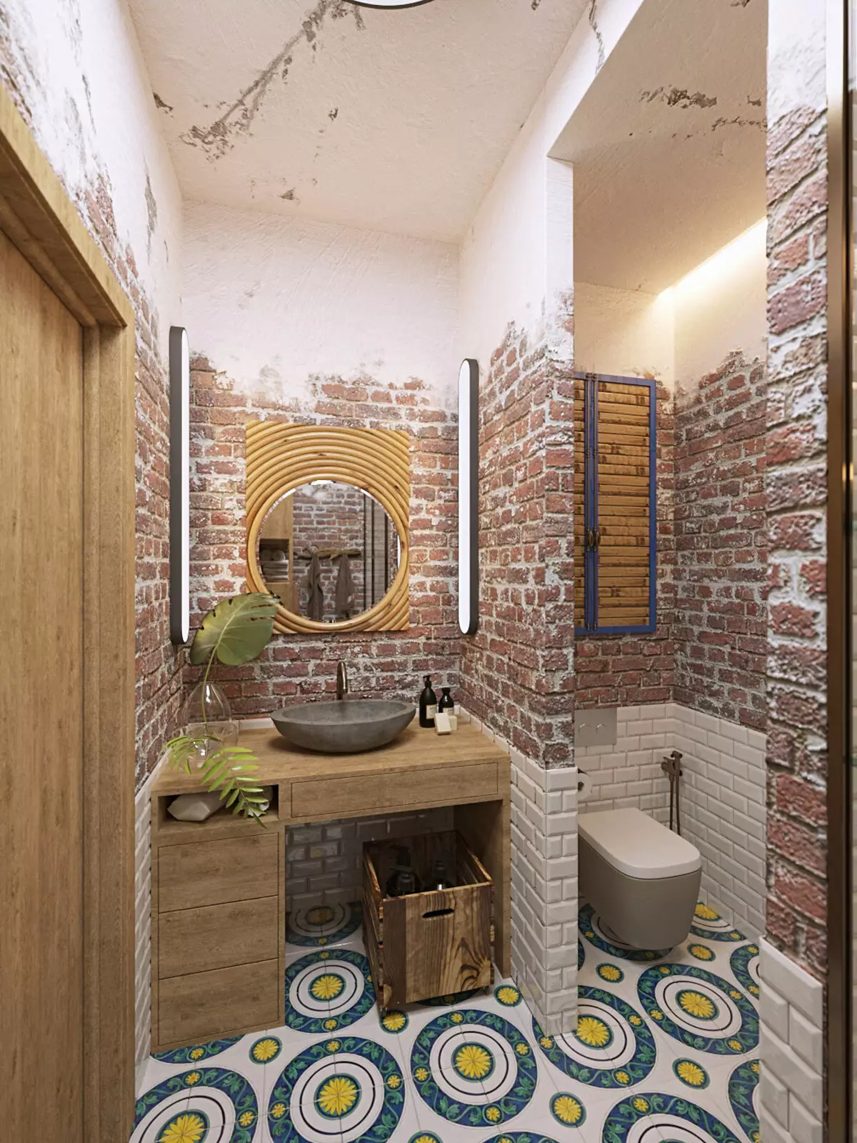 Купатило у поткровљу (65 фотографија): Мали квадратни купатило Дизајн ентеријера, Избор намештаја за бетонско купатило 21440_44