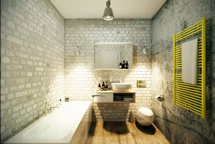 Купатило у поткровљу (65 фотографија): Мали квадратни купатило Дизајн ентеријера, Избор намештаја за бетонско купатило 21440_6