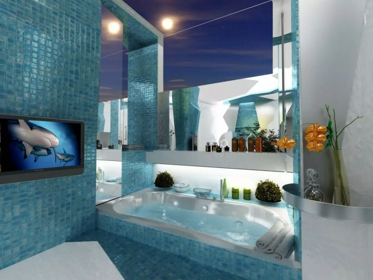 Ванна в стилі хай-тек (62 фото): дизайн маленької кімнати в однокімнатній квартирі, вибір меблів і сантехніки 21442_11