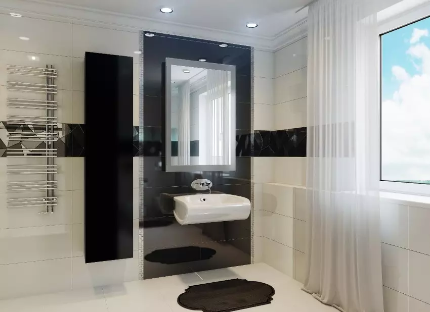 High-tech fürdőszoba (62 fotók): egy kis szoba design egyszobás apartmanban, bútorok és vízvezetékek kiválasztása 21442_41