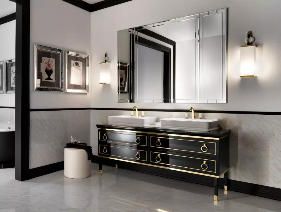 Art Deco-Style BAÑO (39 fotos): Decoración de baño. Hermosos exemplos de interior 21443_18