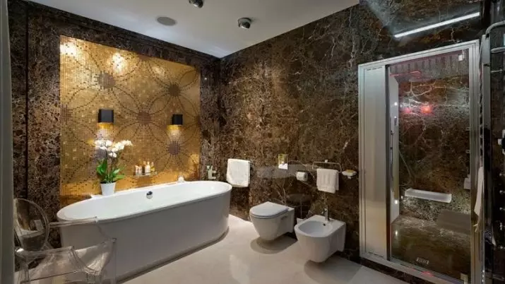 Art deco-style μπάνιο (39 φωτογραφίες): διακόσμηση μπάνιου. Όμορφα παραδείγματα εσωτερικών χώρων 21443_2