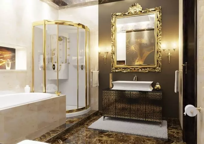 Art Deco-styl badkamer (39 foto's): Badkamer versiering. Pragtige voorbeelde van binneland 21443_7