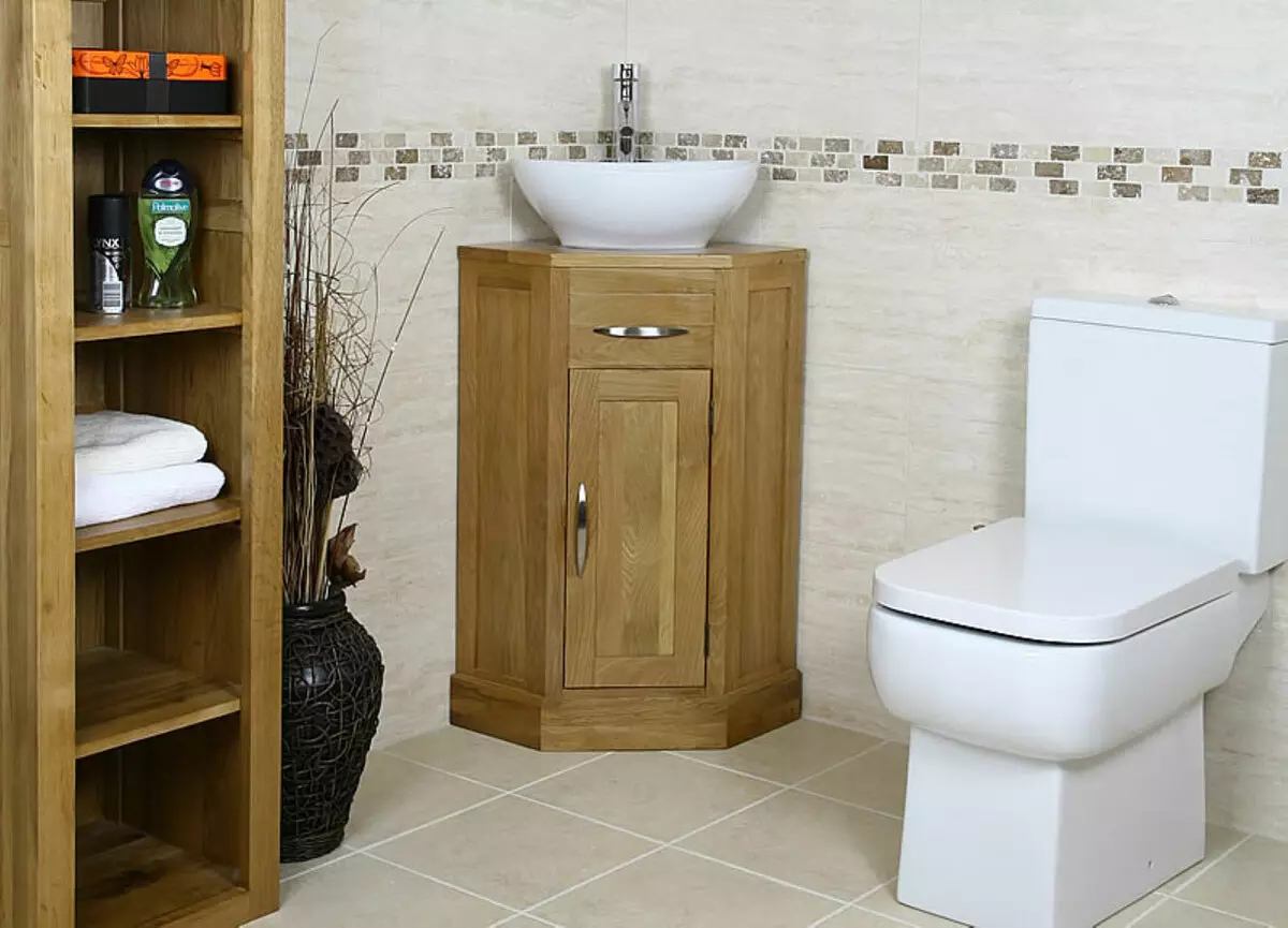 Малка мивка с маса в тоалетната (30 снимки): Изберете тесен мини-мивка с нощно шкафче, ъгловат и направо мивка с условна маса 21449_24