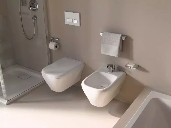 Distanca midis bidet dhe tualetit: shkalla e distancës në instalimin e hidraulikeve midis instalimeve. Distanca minimale dhe të rehatshme 21452_14