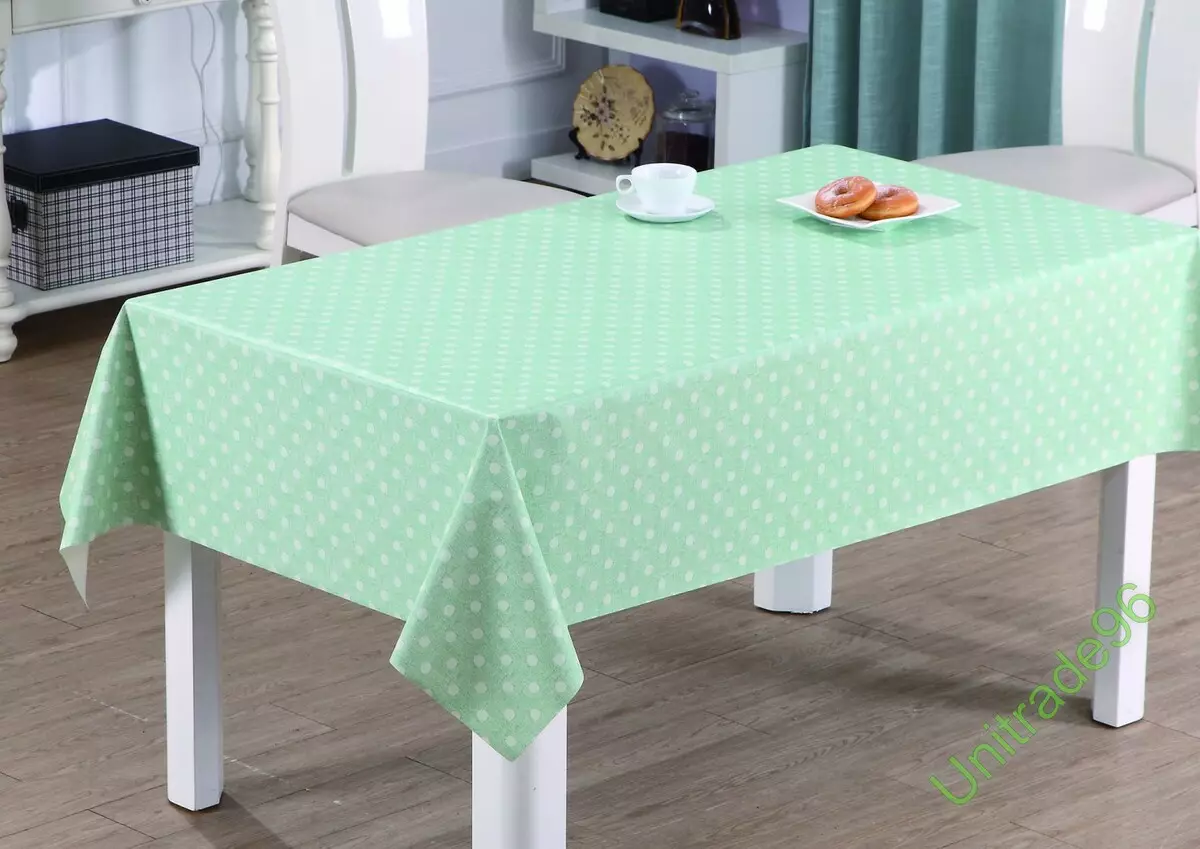 Kitchen Table (49 photos): Transparent silicone kitchen tablecloth, beautiful oilcloth in rolls and other options 21465_14