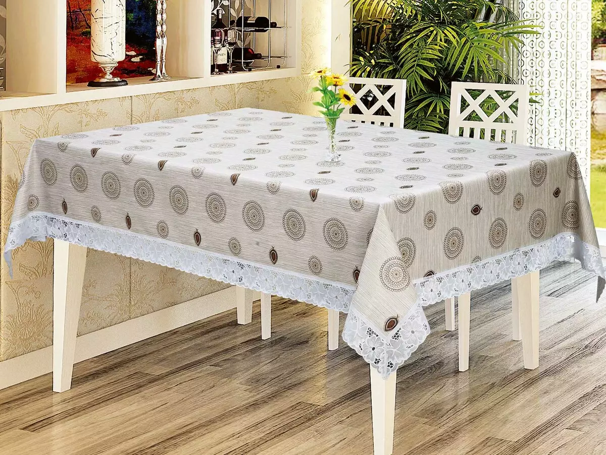 Kitchen Table (49 photos): Transparent silicone kitchen tablecloth, beautiful oilcloth in rolls and other options 21465_29