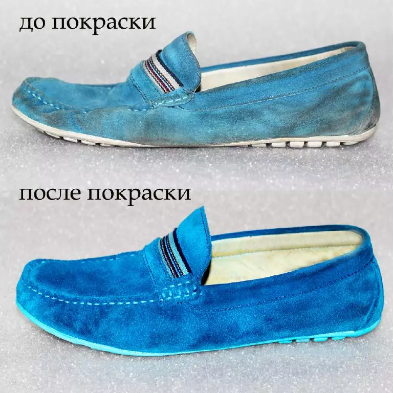 Boja za antilop cipele: kako slikati čizme kod kuće po sprejevima plavih, crnih i crvenih boja 21491_3