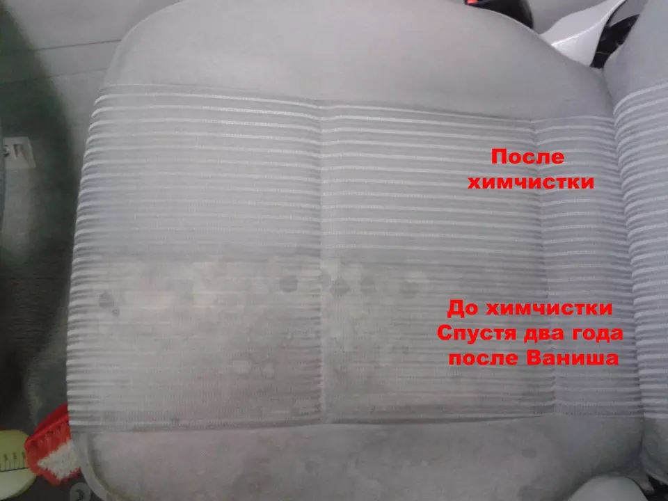Hulpmiddelen voor een stomerij van een auto-interieur: beste professionele chemie voor autodealer. Wat te gebruiken voor stoelen en plafond? 21516_7