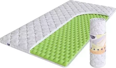 Sinasaklaw ng latex mattress: Mga modelo na gawa sa natural at artipisyal na latex makapal 3 at 6 cm, kutson na sumasaklaw sa 160x200, 180x200 at 140x200, mga review 21576_10