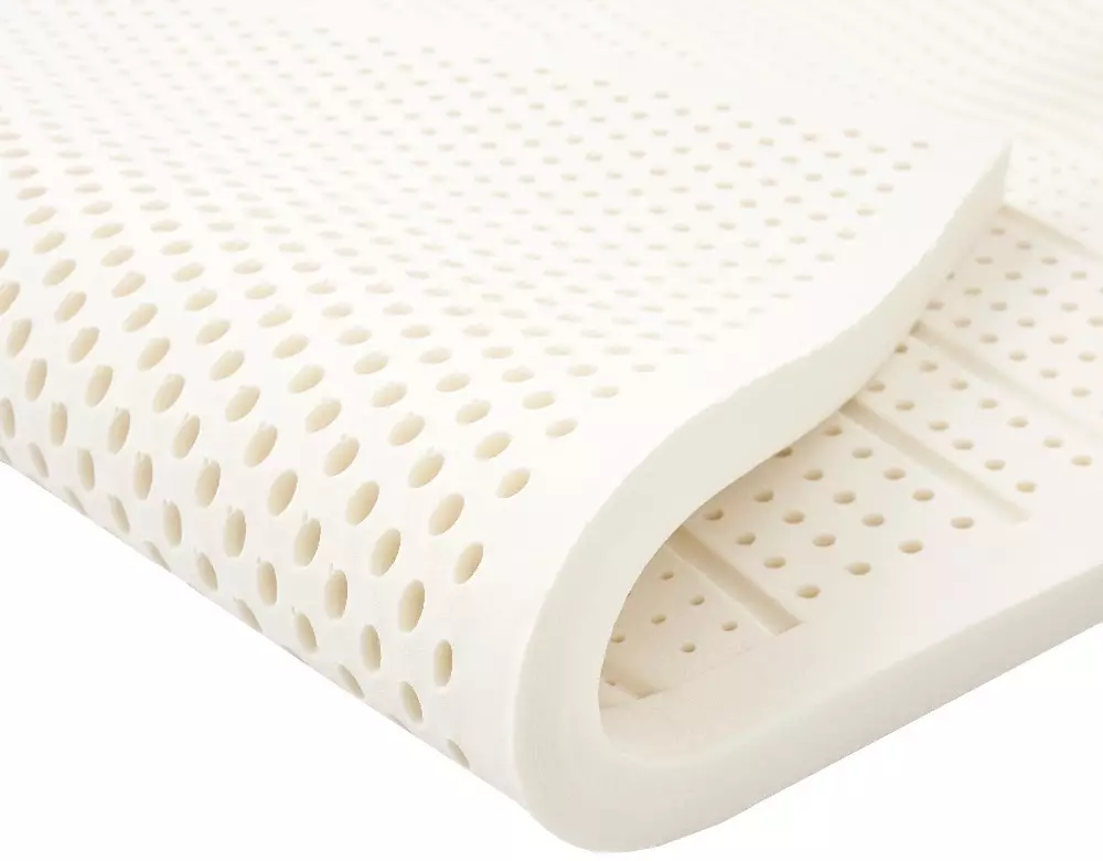 Sinasaklaw ng latex mattress: Mga modelo na gawa sa natural at artipisyal na latex makapal 3 at 6 cm, kutson na sumasaklaw sa 160x200, 180x200 at 140x200, mga review 21576_14