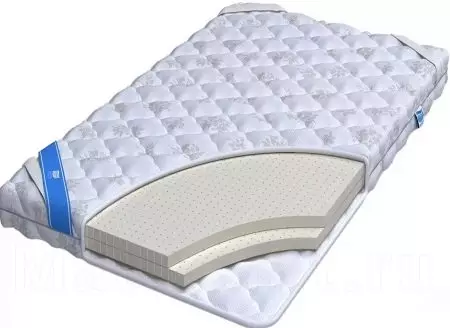 Sinasaklaw ng latex mattress: Mga modelo na gawa sa natural at artipisyal na latex makapal 3 at 6 cm, kutson na sumasaklaw sa 160x200, 180x200 at 140x200, mga review 21576_6