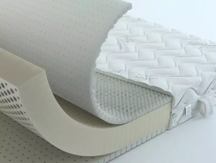Sinasaklaw ng latex mattress: Mga modelo na gawa sa natural at artipisyal na latex makapal 3 at 6 cm, kutson na sumasaklaw sa 160x200, 180x200 at 140x200, mga review 21576_7