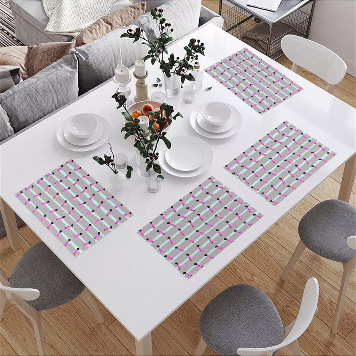 Pleismat: Okrągłe modele wiklinowe z juty na stole pod talerzami i dużymi łożyskami z eko-lidher, obsługującym ciemnozielonych placówek PVC i inne opcje 21588_5