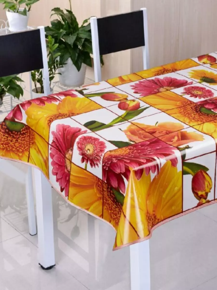 PVC tablecloths: transparent for table and openwork, round and oval. What it is? Selection of tablecloths with polyethylene coating on a tissue basis 21596_34