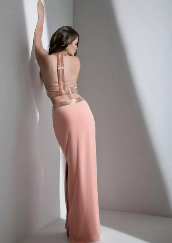 Straight kjole med åben back fersken