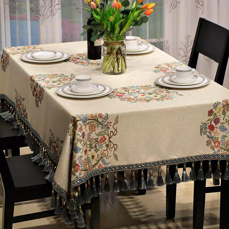 Jacquard Tablecloths: Yakovlevsky Jacquard dan Openwork Tablecloths dari Poland, Pengilang lain tisu tisu. Model Oval Putih dan Pilihan Lain 21600_8