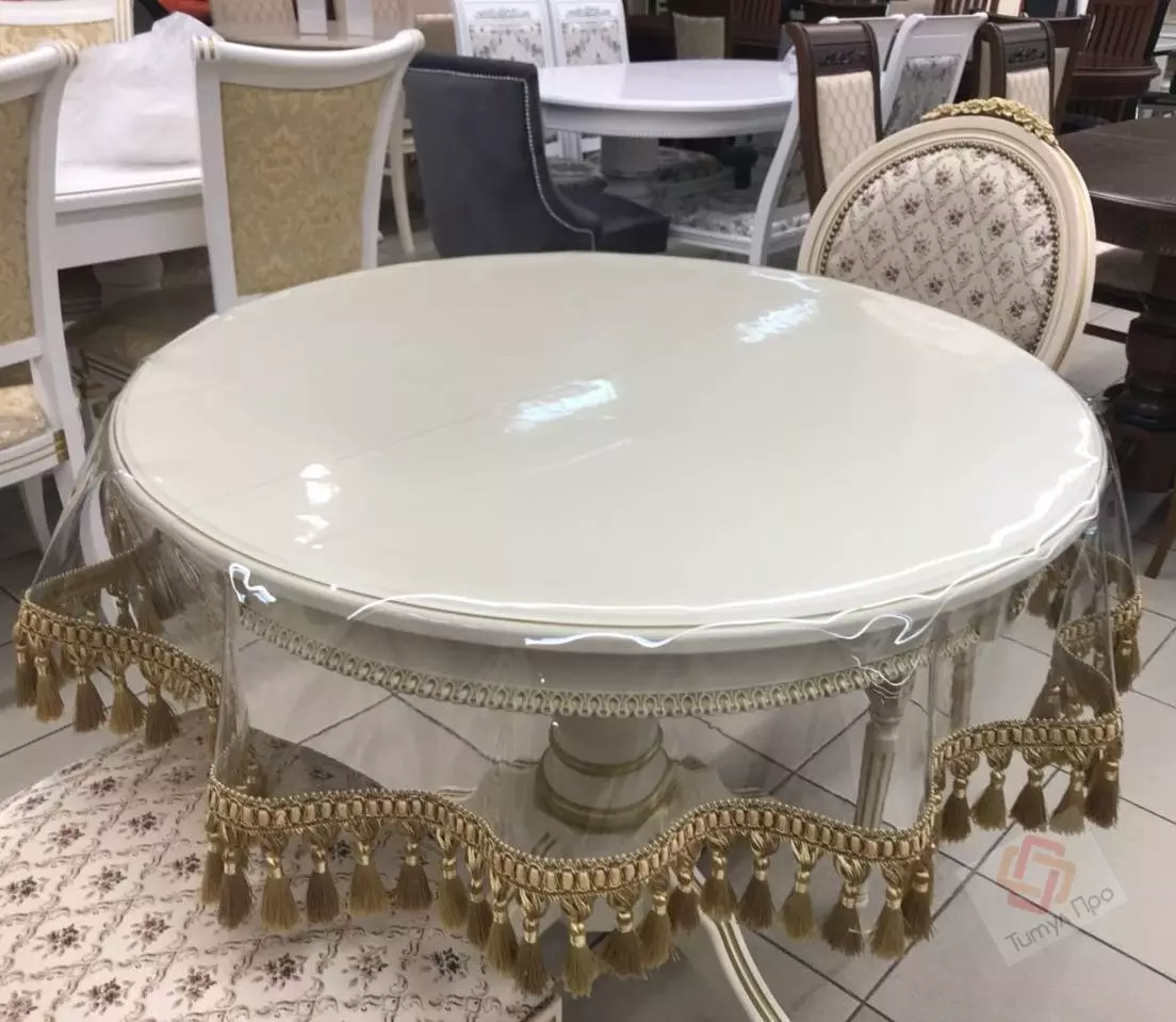 Silikon-Tischdecken mit Fransen: Transparente Ölkräuter mit Pinsel auf küchen ovalen, runden und rechteckigen Tischen 21602_16