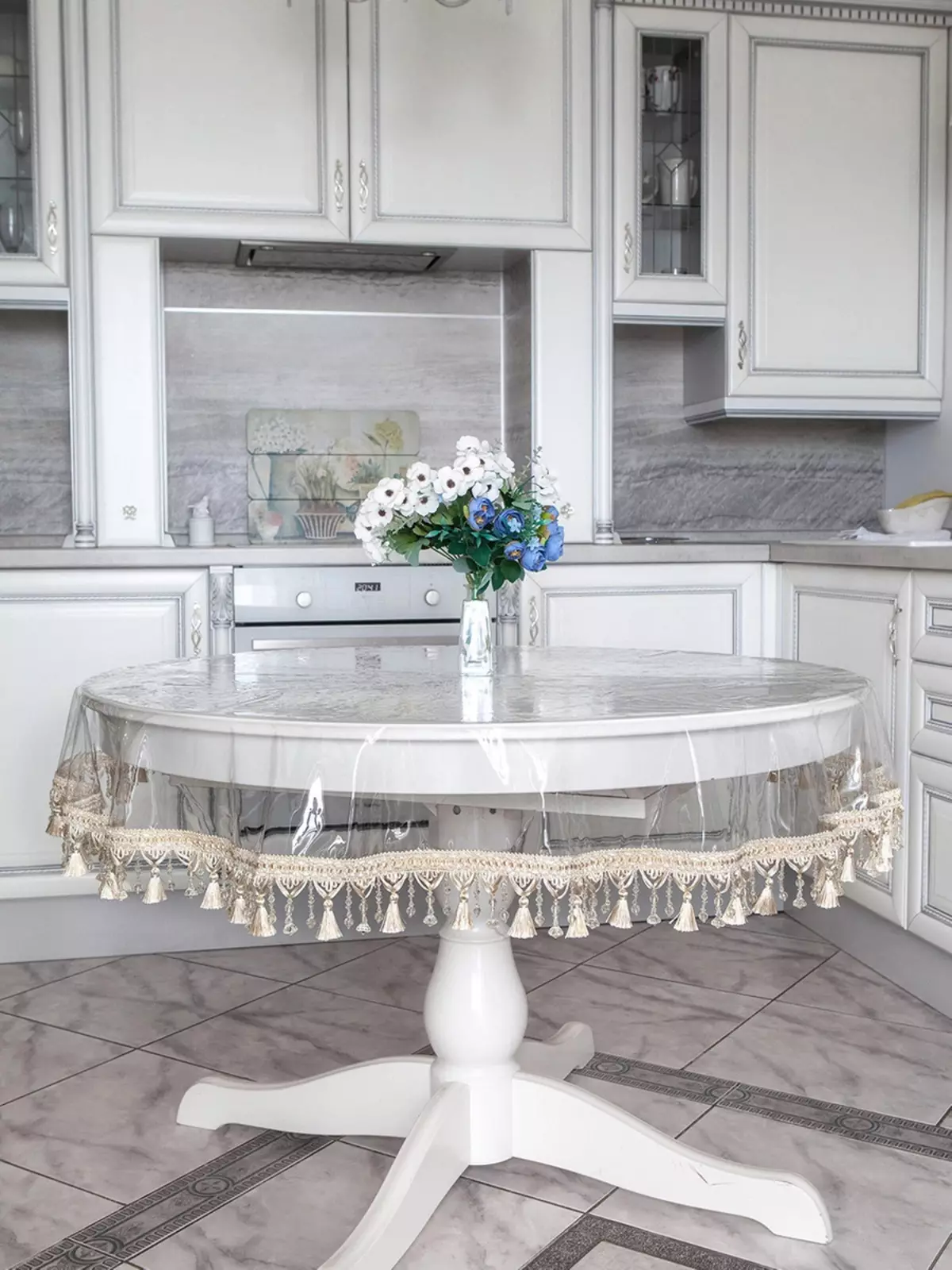 硅胶桌布与边缘：透明油布用厨房椭圆形，圆形和长方形桌子上的刷子 21602_20