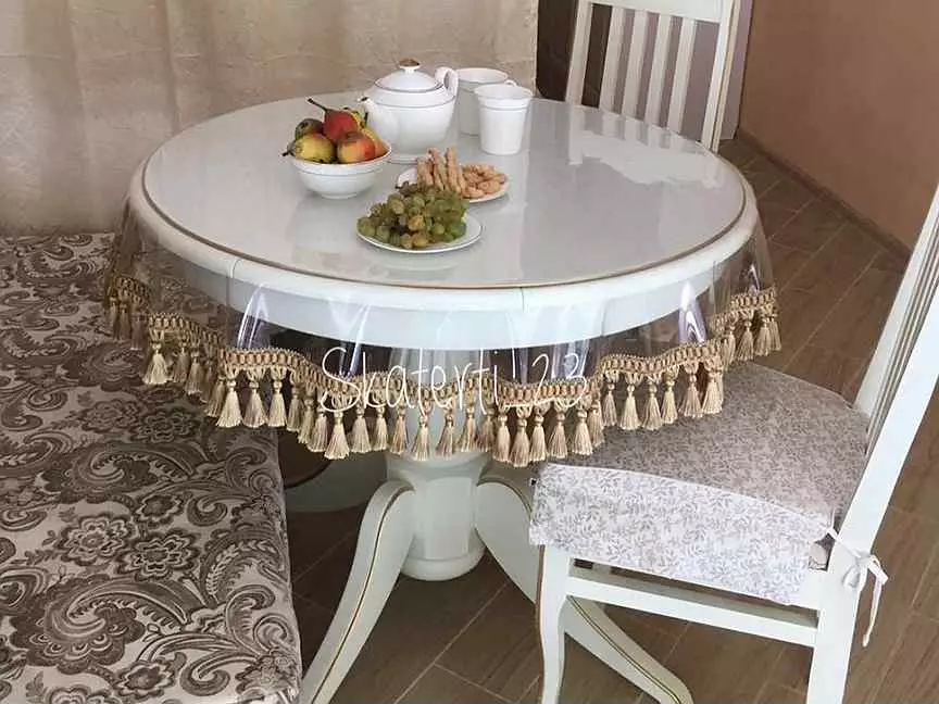 Silikon-Tischdecken mit Fransen: Transparente Ölkräuter mit Pinsel auf küchen ovalen, runden und rechteckigen Tischen 21602_32