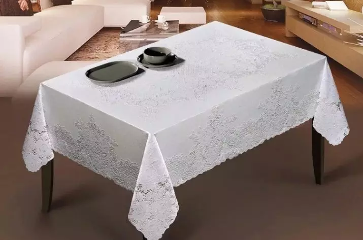 ผ้าปูโต๊ะสีขาว (35 รูป): ผ้าปูโต๊ะสีขาวหิมะบนโต๊ะฝ้ายและอื่น ๆ สีดำและสีขาวและผ้าปูโต๊ะที่สวยงามอื่น ๆ 21608_15