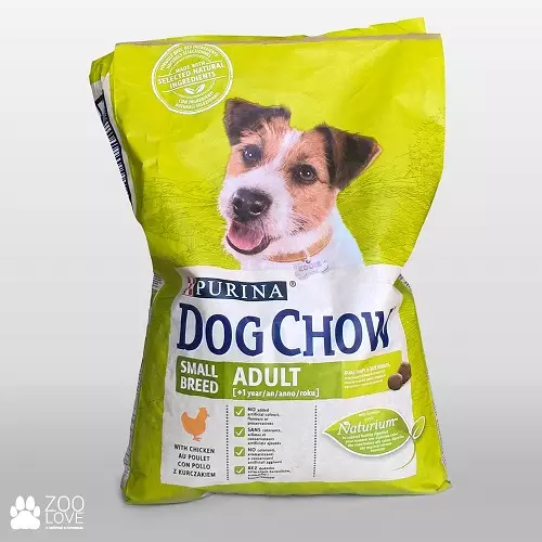 Kuiva syöttö Purina Dog Chow: Koostumus. Aikuisten rehujen ja muiden tuotteiden. yleinen kuvaus 21636_2