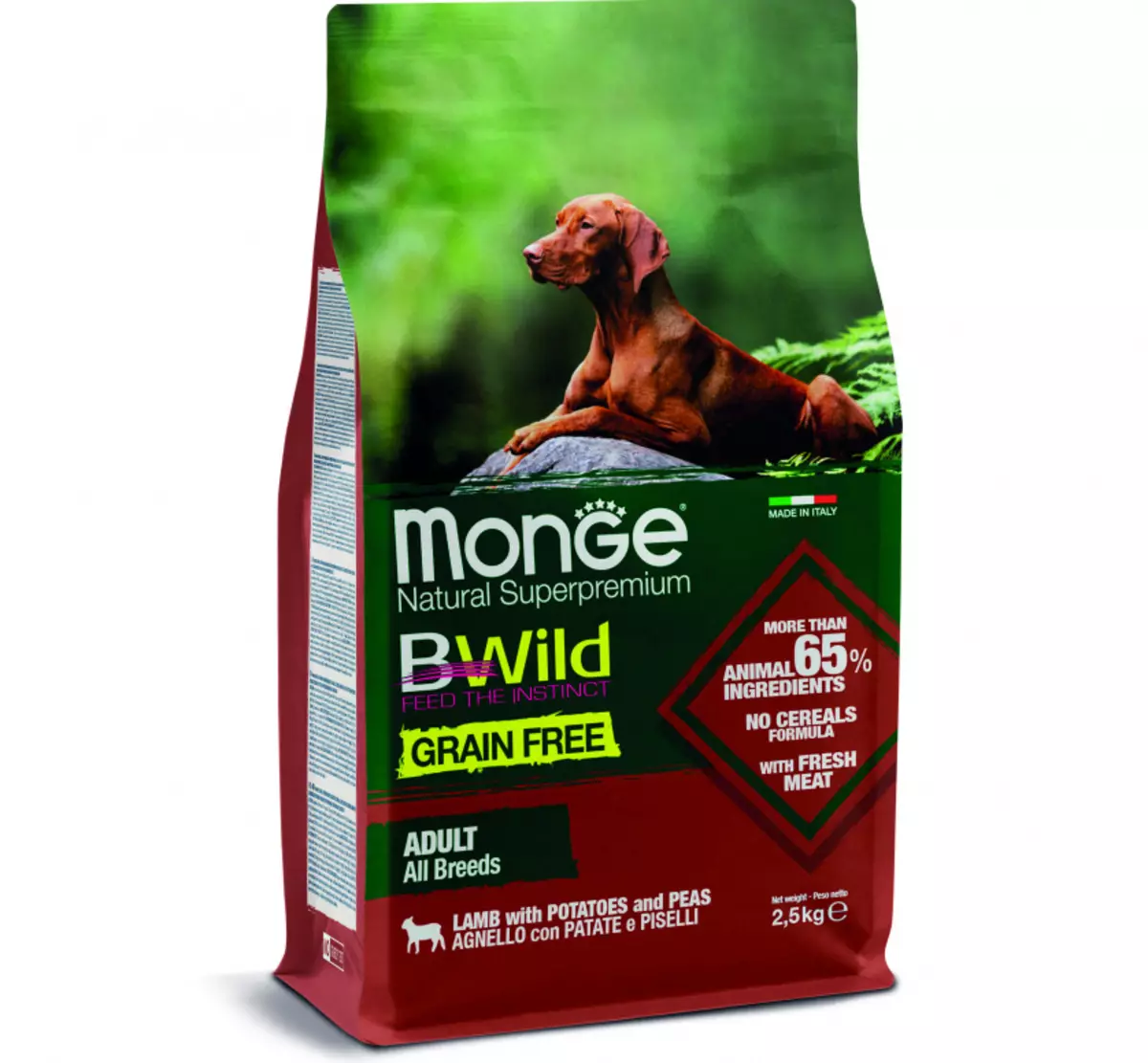 Monge Pes Feed: Zloženie konzervovaných potravín (mokré psie) a suché krmivá, pakety 12-15 kg. Posolový krém s jahňacím psom Bwild Obilie zadarmo a ďalšie produkty, recenzie 21642_14