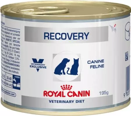 Alimentos húmidos para cans Canin Royal: alimentos enlatados, patrón de galiña e arañas con alimentos líquidos, recuperación e outros produtos, composición 21644_14