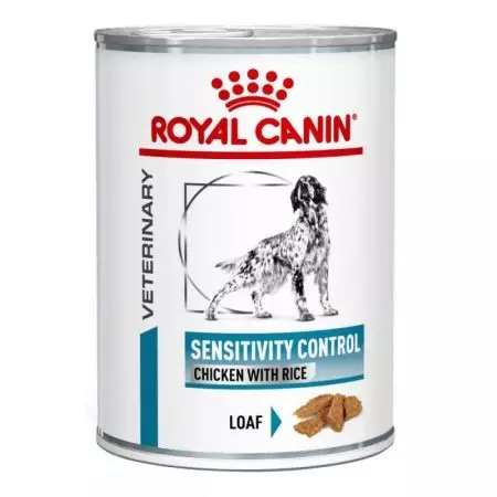 Våt mat for hunder Royal Canin: Hermetisert mat, Kylling Pate og edderkopper med flytende fôr, utvinning og andre produkter, sammensetning 21644_5