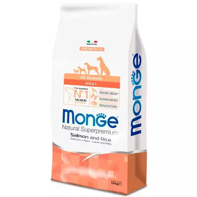 Dry Monge Feed for Dogs: ترکیب. خوراک ایتالیایی با بره و برنج، با خرگوش و سایر محصولات برای سگ های بزرگسالان و توله سگ 21646_9