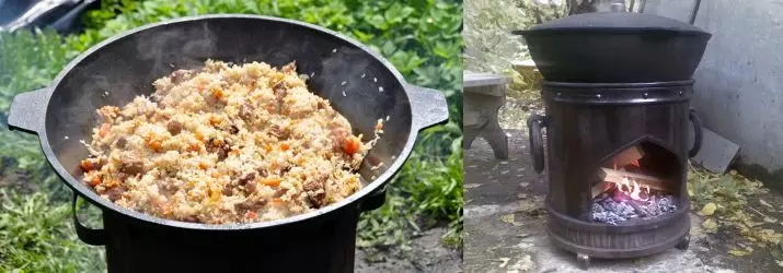 Iron capturado (30 fotos): Modelos con tapa e cociña por 8, 12 e 16 litros, características de Casans de Uzbekistán. Como prepararse para o primeiro uso? 21668_13