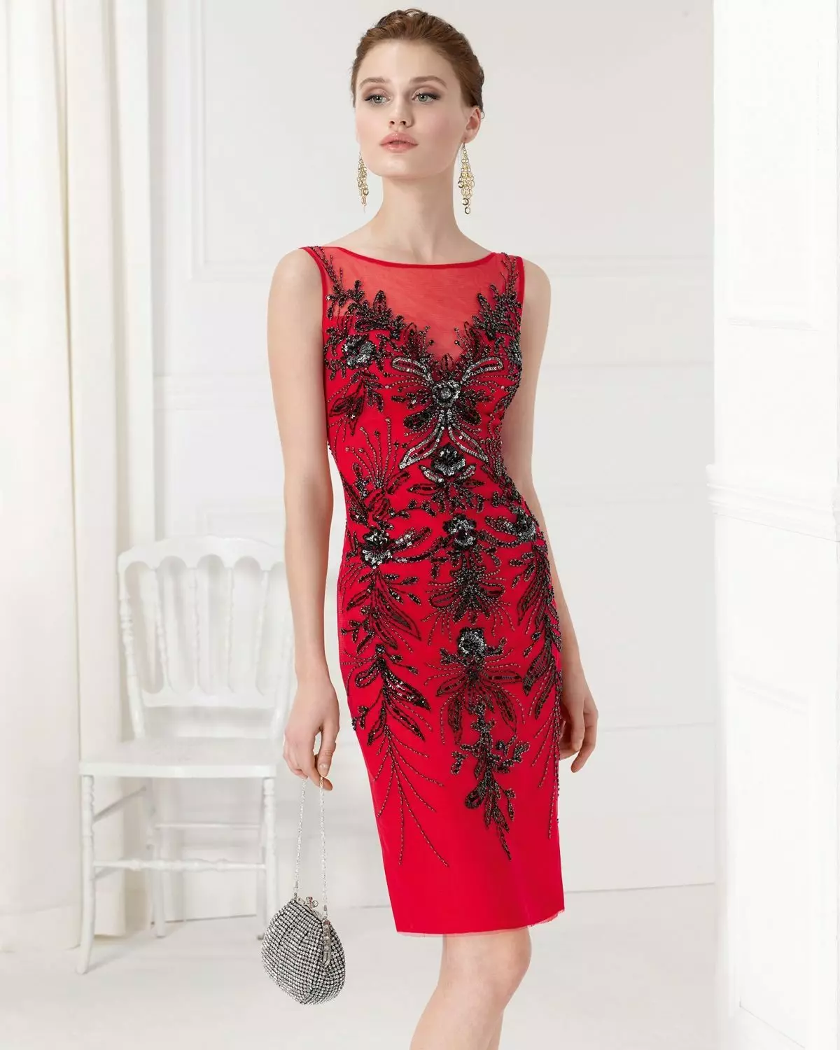 빨간 칵테일 드레스