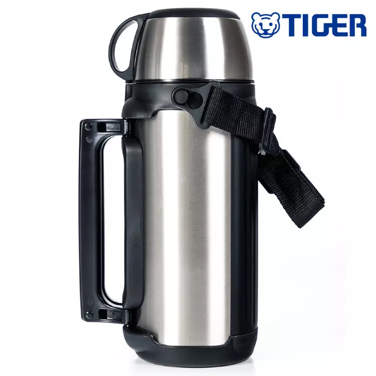 Tiger Thermoses: Thermoses Jepang kanggo panganan lan teh, ing 1 l, kanthi flask kaca, kanthi pompa pneumatik lan model liyane saka pabrikan, ulasan 21720_10