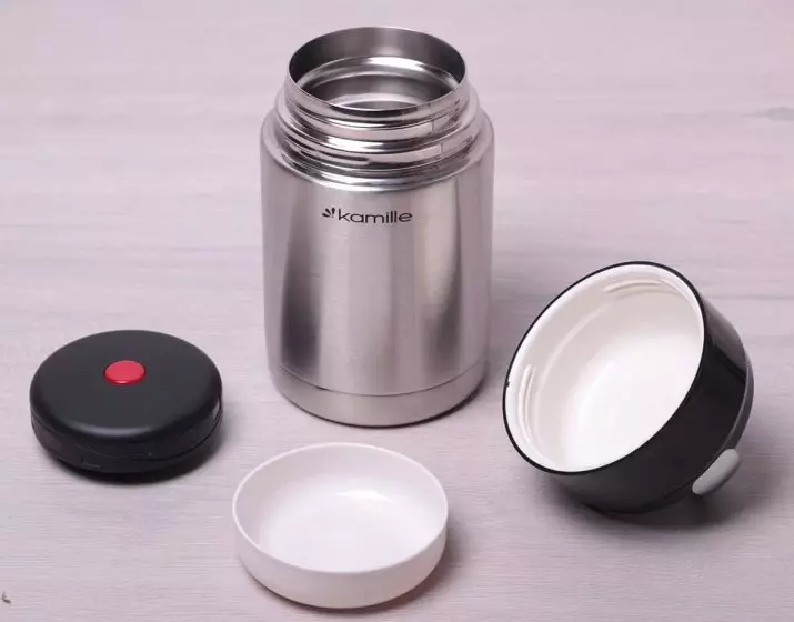 Thermos alang sa sabaw: Sabaw thermos uban sa usa ka halapad nga liog, ug alang sa unang mga pinggan, ang ranggo sa mga labing maayo nga modelo. Kon sa unsang paagi sa daghan nga lata tindahan ako sabaw sa usa ka naandan nga kainit thermos? 21728_27