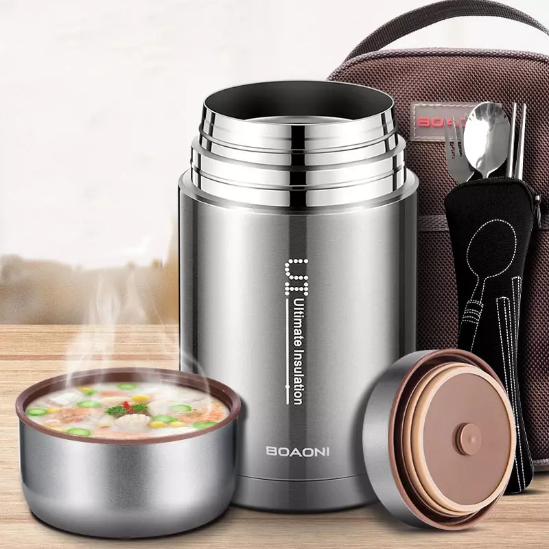 Bình giữ nhiệt cho súp: Thermos súp với cổ họng rộng và cho các món ăn đầu tiên, thứ hạng của các mô hình tốt nhất. Bao nhiêu tôi có thể lưu trữ súp trong một phích nước nóng? 21728_7